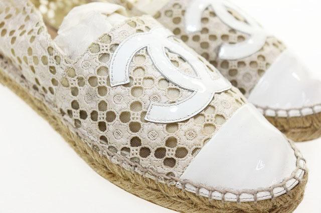 【中古】シャネル CHANEL ESPADRILLE SHOES WHITE SIZE 37 エスパドリーユ レース スリッポン ☆AA★●▲■260516_6