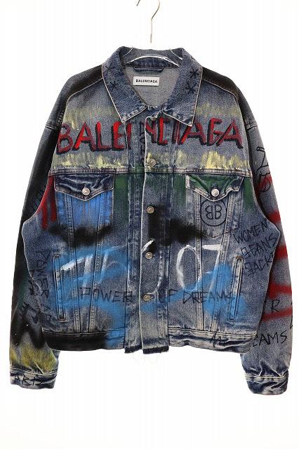 【中古】バレンシアガ BALENCIAGA LIKE A MAN LOGO DENIM JACKET SIZE34 ロゴ デニム ジャケット ☆AA★250407