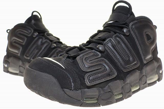【中古】ナイキ NIKE × SUPREME AIR MORE UPTEMPO BLACK 28.5cm 902290-001 シュプリーム ☆AA★▲■250427