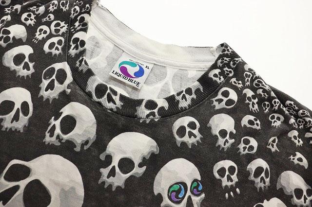 中古】LIQUID BLUE 90S SKULL TEE XL USA製 92年 リキッドブルー