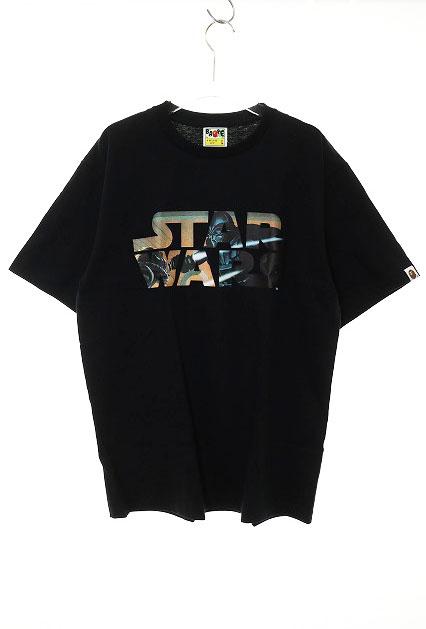 【中古】アベイシングエイプ A BATHING APE × STAR WARS TEE BLACK L スターウォーズ ダースベイダー ■250503