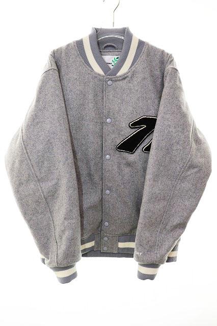 【中古】トランスポート TRANSPORT VARSITY JACKET GREY XL バーシティ ジャケット スタジャン グレー ●250712