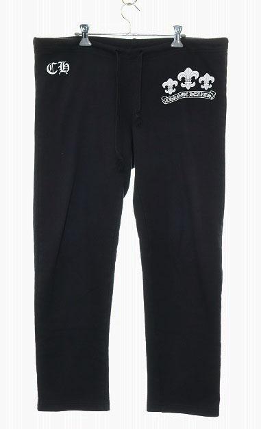 【中古】クロムハーツ CHROME HEARTS BSフレア スクロール ラベル ロゴ プリント スウェット パンツ ☆AA★ 250521