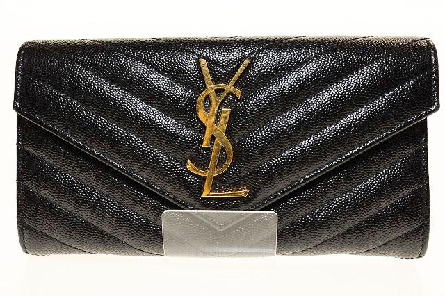【中古】イヴサンローラン YVES SAINT LAURENT LARGE FLAP WALLET BLACK 372264 BOW01 1000 ☆AA★▲■250709