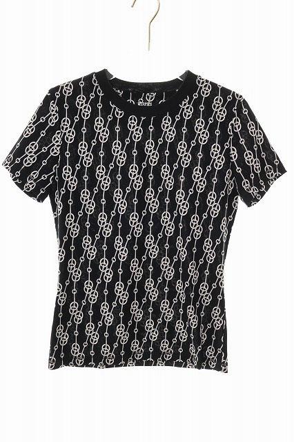 【中古】エルメス HERMES 22SS 総柄 カットソー サイズ34 2E4600DG Tシャツ 半袖 クリティケス ☆AA★●250721