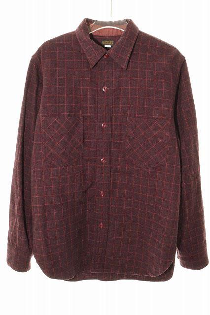 【中古】アットラスト AT LAST ＆ CO BUTCHER PRODUCTS ブッチャープロダクツ WOOL SHIRT BURGUNDY SIZE14.5 ●250709