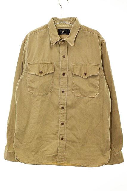 【中古】ダブルアールエル RRL WORKSHIRT M 55-S-10487-15-2RL ワークシャツ ポケット ベージュ ●250627 メンズ