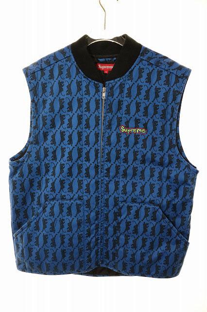 【中古】シュプリーム SUPREME 18AW GONZ SHOP VEST PANTHER M ゴンズ ショップ ベスト フルジップ 総柄 ☆AA★250803