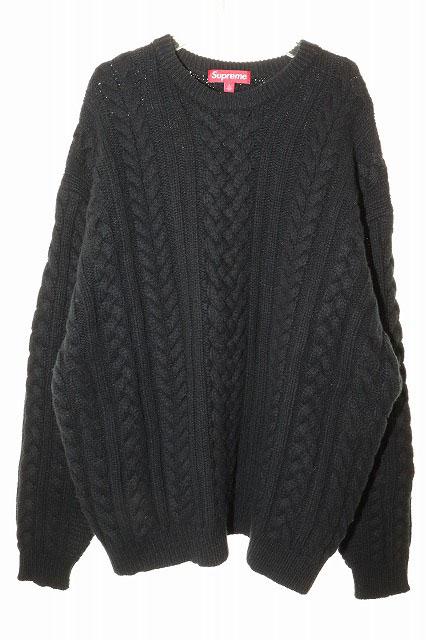 【中古】シュプリーム SUPREME 23AW APPLIQUE CABLE KNIT SWEATER BLACK L アップリケ ニット セーター ☆AA★251020