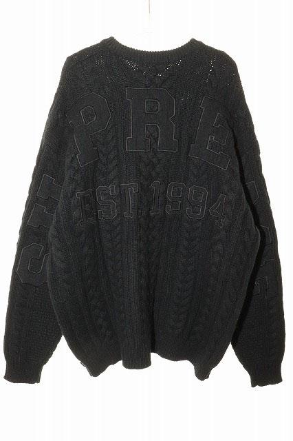 【中古】シュプリーム SUPREME 23AW APPLIQUE CABLE KNIT SWEATER BLACK L アップリケ ニット セーター ☆AA★251020_1