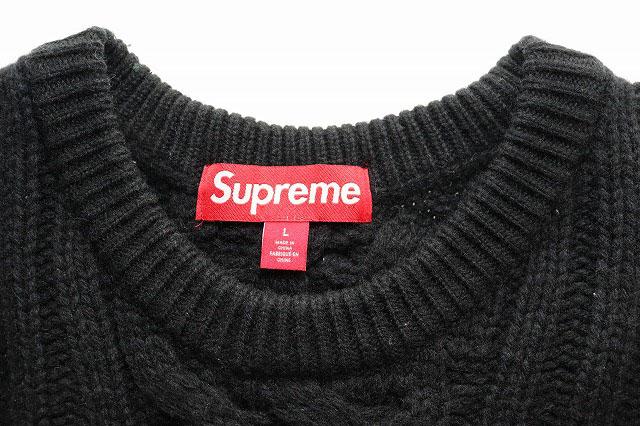 【中古】シュプリーム SUPREME 23AW APPLIQUE CABLE KNIT SWEATER BLACK L アップリケ ニット セーター ☆AA★251020_4