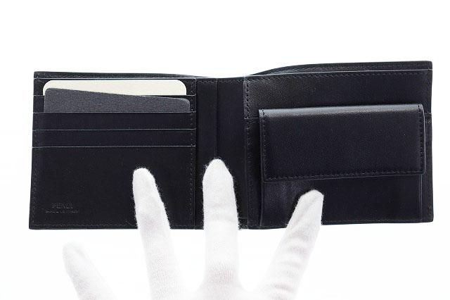 【中古】フェンディ FENDI 二つ折り 財布 7M0001A9XS レザー コインケース付き ズッカ柄 ブラック ☆AA★▲■260124_3