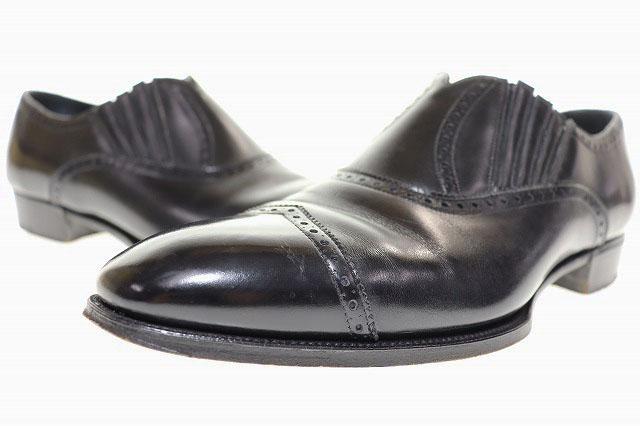 【中古】GAZIANO&GIRLING BARCLAY BLACK 9E サイドエラスティック ドレスシューズ イングランド製 ●▲■250830