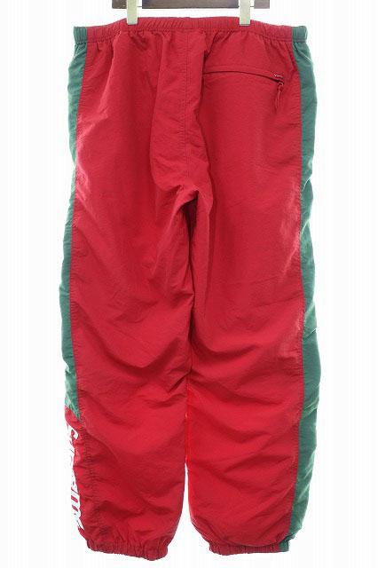 【中古】シュプリーム SUPREME 19AW SIDE LOGO TRACK PANT L サイド ロゴ トラック パンツ レッド グリーン ナイロン_1