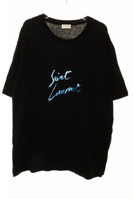 【中古】サンローラン パリ SAINT LAURENT PARIS BLACK M 480406 スクリプト ロゴ Ｔシャツ ブラック ☆AA★260319