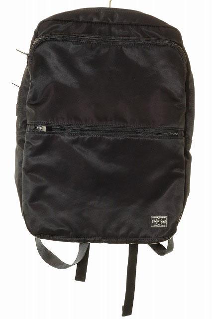 【中古】ポーター PORTER FLASH DAYPACK BLACK フラッシュ デイパック リュック ロゴ ブラック ●▲260509 メンズ