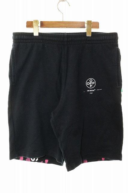 【中古】オフホワイト OFF WHITE DIAG STENCIL BLACK L OMCI006R19003015 スウェット ハーフパンツ ☆AA★●251010