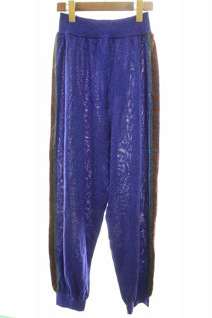 【中古】グッチ GUCCI サイドライン ラメ スウェット パンツ L 579764-XKAQ9 イタリア製 ブルー 青 ☆AA★●■251007
