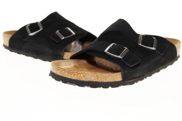 【中古】ビルケンシュトック BIRKENSTOCK ZURICH BLACK SUEDE SIZE 42 チューリッヒ サンダル スエード ●▲■260329