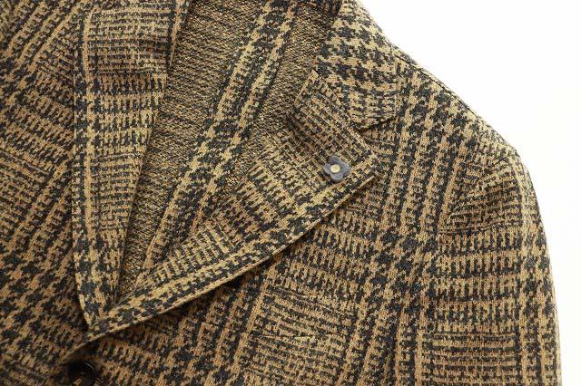 【中古】ラルディーニ LARDINI ウール ジャケット サイズ50 総柄 ブレザー グレンチェック ブラウン ●241024 メンズ
