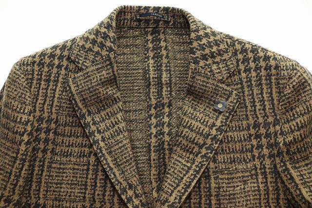 【中古】ラルディーニ LARDINI ウール ジャケット サイズ50 総柄 ブレザー グレンチェック ブラウン ●241024 メンズ