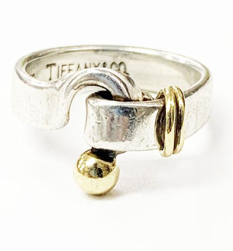 【中古】ティファニー TIFFANY &amp; CO. フック＆アイ ワイヤー リング 9号 シルバー ゴールド K18 ☆AA★▲ 251213