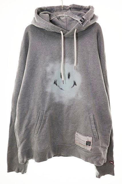 【中古】ミハラヤスヒロ MIHARA YASUHIRO 24SS SMILY FACE PRINTED HOODIE GREY 48 フーディ ☆AA★251219