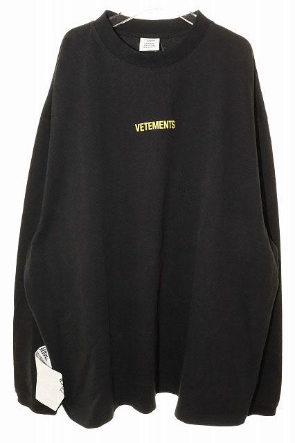 【中古】ヴェトモン VETEMENT 22SS LONG SLEEVE LOGO LABEL T-SHIRT BLACK XL UE52TR280X ロングスリーブ ☆AA★1217