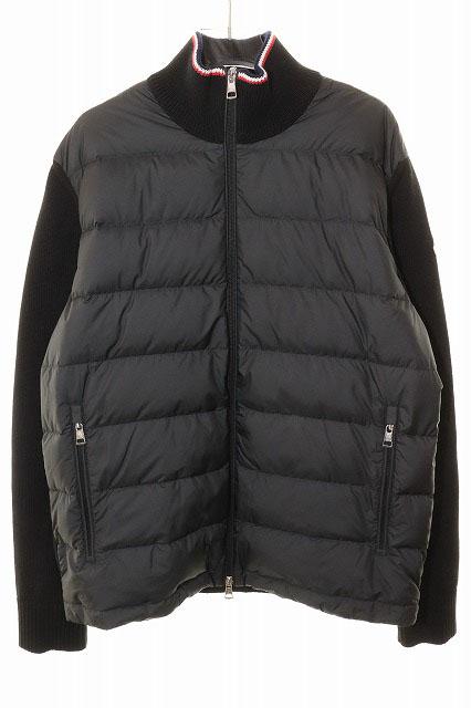 【中古】モンクレール MONCLER CARDIGAN TORICOT BLACK L K20919B00003 ダウン ジャケット ニット 切り替え 251206