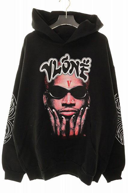 【中古】ヴィーローン VLONE × DENNIS RODMAN HOODIE BLACK XL デニス・ロッドマン プリント パーカー 251207