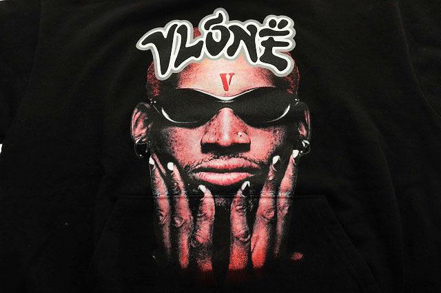 【中古】ヴィーローン VLONE × DENNIS RODMAN HOODIE BLACK XL デニス・ロッドマン プリント パーカー 251207