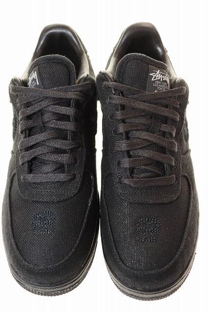 【中古】ナイキ NIKE AIR FORCE 1 LOW STUSSY TRIPLE BLACK 28.5cm CZ9084-001 エアフォース ロー ▲■251204