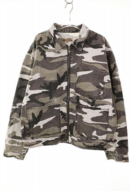 【中古】ステューシー STUSSY CAMO ZIP WORK JAKET XL カモ ジップ ワーク ジャケット 総柄 マルチカラー 251226