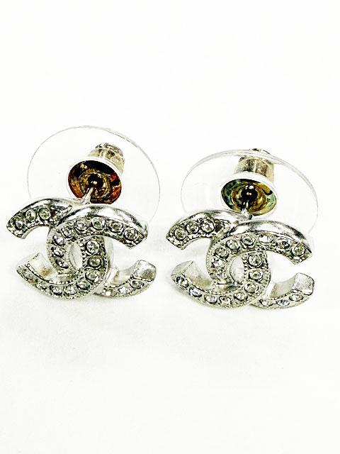 【中古】シャネル CHANEL COCOマーク ココマーク ラインストーン ピアス シルバー ☆AA★▲■260304 レディース_2