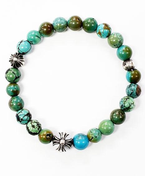 【中古】クロムハーツ CHROME HEARTS 8mm BEAD ブレスレット ターコイズ ビーズ シルバー ☆AA★ ▲ 260305