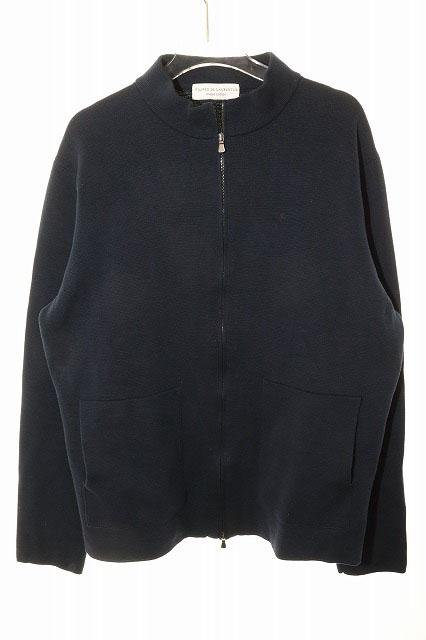 【中古】フィリッポ デ ローレンティス FILIPPO DE LAURENTIIS ZIP JKT NAVY スタンドカラー ZIP UP ニット ●260216