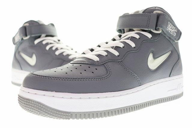 【中古】ナイキ NIKE AIR FORCE 1 MID QS NYC COOL GREY 28cm エア フォース 1 ミッド ニューヨーク グレー ▲■260206
