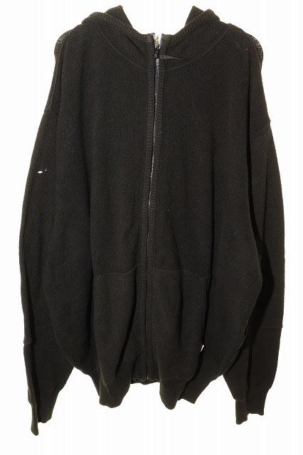 【中古】グッドイナフ GOODENOUGH 00s 裾ロゴ ストレッチ コットン ニット ジップ パーカー XLサイズ 260420_1