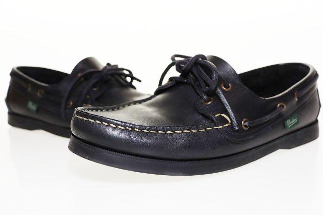 【中古】パラブーツ Paraboot バース デッキシューズ モカシン 7 1/2 レザー ブラック ●▲■260224 メンズ