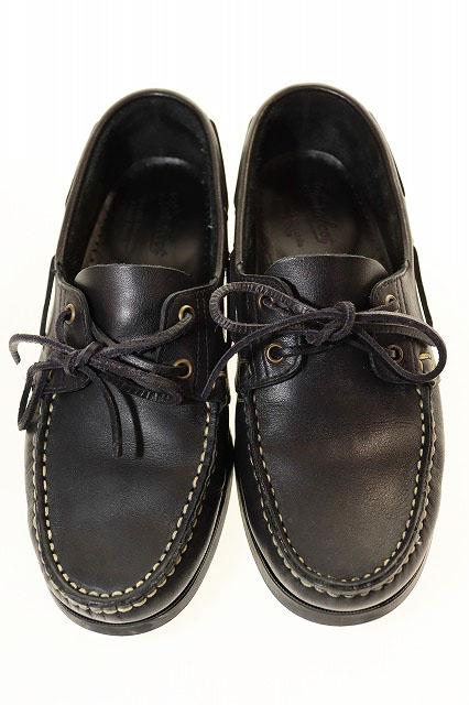 【中古】パラブーツ Paraboot バース デッキシューズ モカシン 7 1/2 レザー ブラック ●▲■260224 メンズ