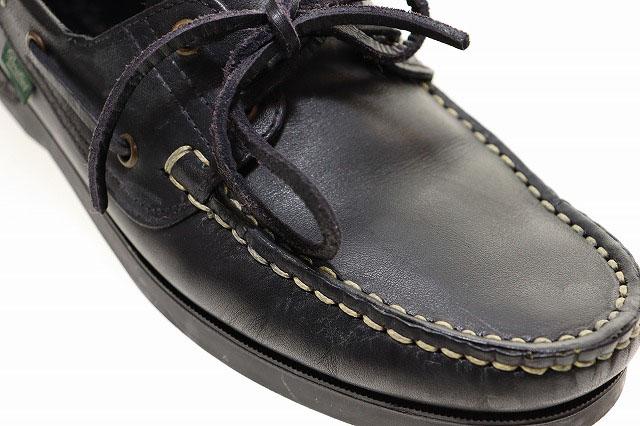 【中古】パラブーツ Paraboot バース デッキシューズ モカシン 7 1/2 レザー ブラック ●▲■260224 メンズ