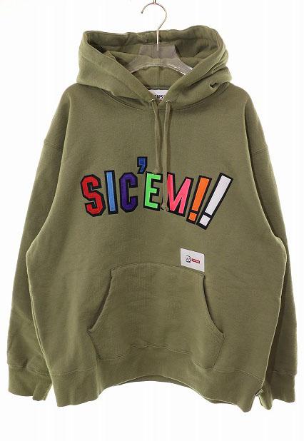 【中古】シュプリーム SUPREME × WTAPS 21AW SIC'EM! HOODED SWEATSHIRT M シック エム フーデッド ☆AA★260406