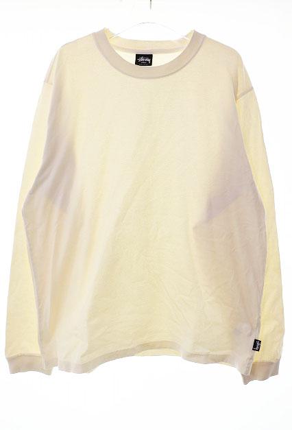【中古】ステューシー STUSSY PIGMENT DYED L/S CREW WHITE L ピグメント Tシャツ ロンT 長袖 ホワイト 260308 メンズ