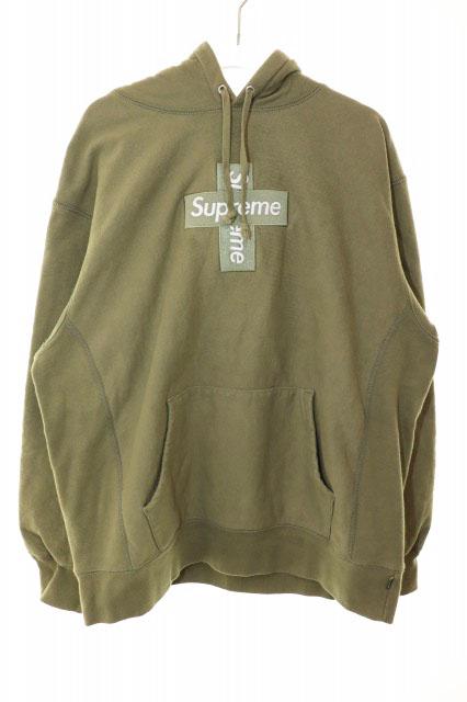 【中古】シュプリーム SUPREME 20AW CROSS BOX LOGO HOODED SWEATSHIRT OLIVE M クロス ボックス ロゴ ☆AA★260330