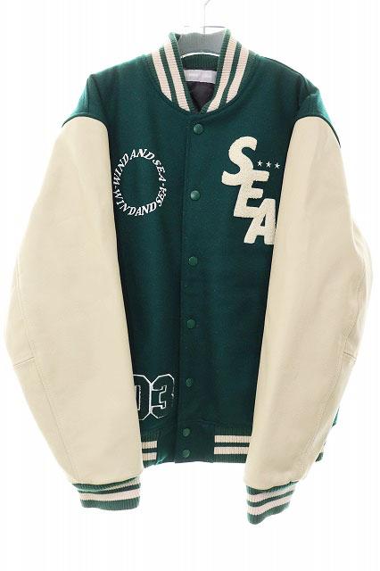 【中古】ウィンダンシー WIND AND SEA BEYOUTH VARSITY JACKET GREEN 3周年記念 バーシティジャケット ☆AA★■260318