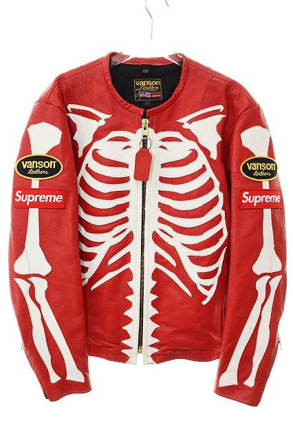 【中古】シュプリーム SUPREME × VANSON 17AW LEATHER BONES JACKET レザー ボーン ジャケット ☆AA★260412