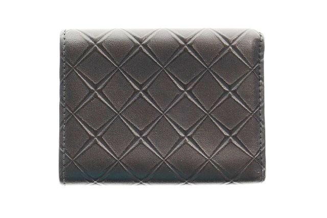 【中古】ボッテガヴェネタ BOTTEGA VENETA エンボス イントレチャート 三つ折り 財布 ネイビー 紺 ☆AA★▲■260419_1