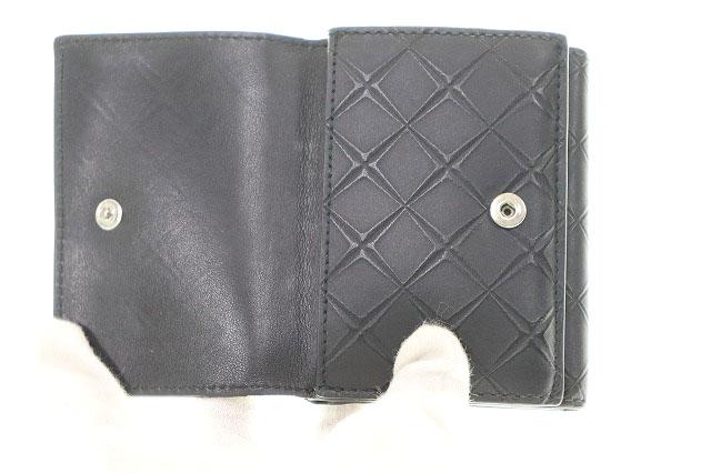【中古】ボッテガヴェネタ BOTTEGA VENETA エンボス イントレチャート 三つ折り 財布 ネイビー 紺 ☆AA★▲■260419_4