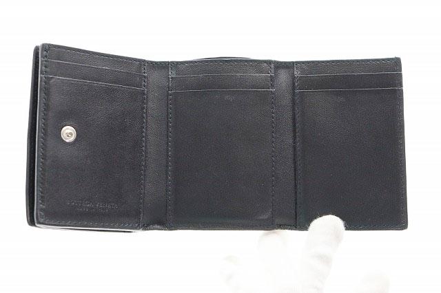 【中古】ボッテガヴェネタ BOTTEGA VENETA エンボス イントレチャート 三つ折り 財布 ネイビー 紺 ☆AA★▲■260419_5