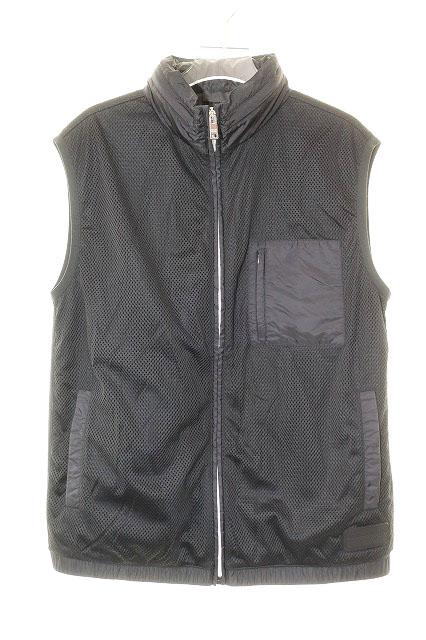 【中古】プラダ PRADA メッシュ ベスト ラバータグ ライニング フード Sサイズ ブラック 黒 ☆AA★260418